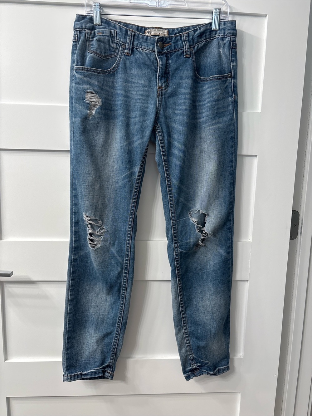 Free People Distressed Blue Boyfriend Jeans